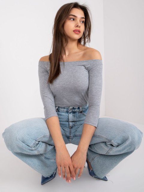 Bluzka szara odsłonięte ramiona hiszpanka basic XL