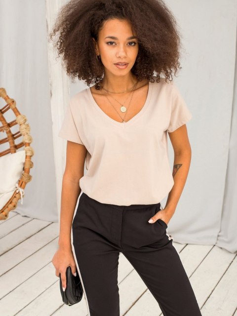 T-shirt RV-TS-4832.01P beżowy XS