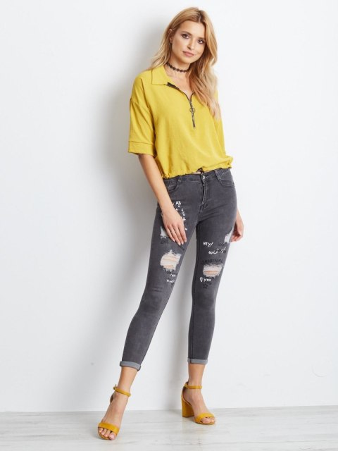 Spodnie jeans JMP-SP-F2437.54P ciemny szary 34