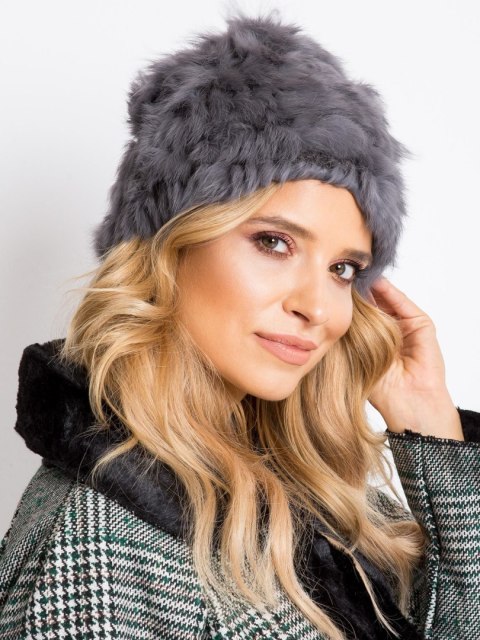 Czapka futrzana szara, akrylowa Wool Fashion Italy Czapka futrzana szara, akrylowa Wool Fashion Italy