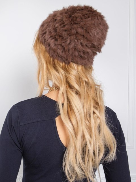 Czapka futrzana brązowa, akrylowa Wool Fashion Italy