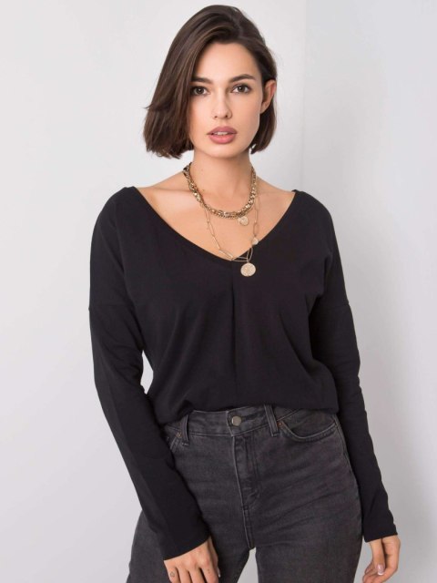 Bluzka czarna z dekoltem na plecach basic Larissa Bluzka czarna z dekoltem na plecach basic Larissa