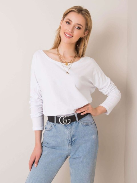 Bluzka biała z dekoltem na plecach basic Larissa L Bluzka biała z dekoltem na plecach basic Larissa L