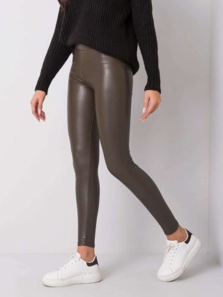 Leginsy khaki ze skóry ekologicznej Briana RUE PARIS XL