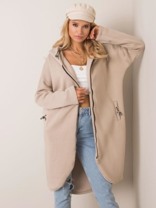 Bluza długa beżowy z kapturem i suwakiem Tina L/XL
