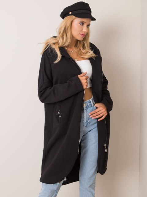 Bluza długa czarna z kapturem i suwakiem Tina Bluza długa czarna z kapturem i suwakiem Tina