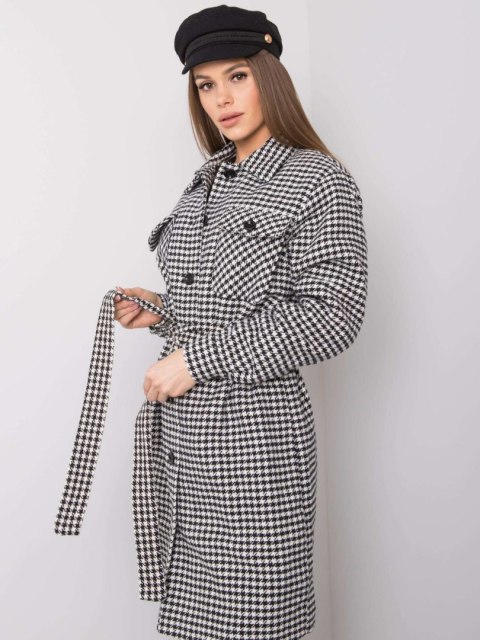 Płaszcz LK-PL-508342.98P biało-czarny 40 Płaszcz LK-PL-508342.98P biało-czarny 40