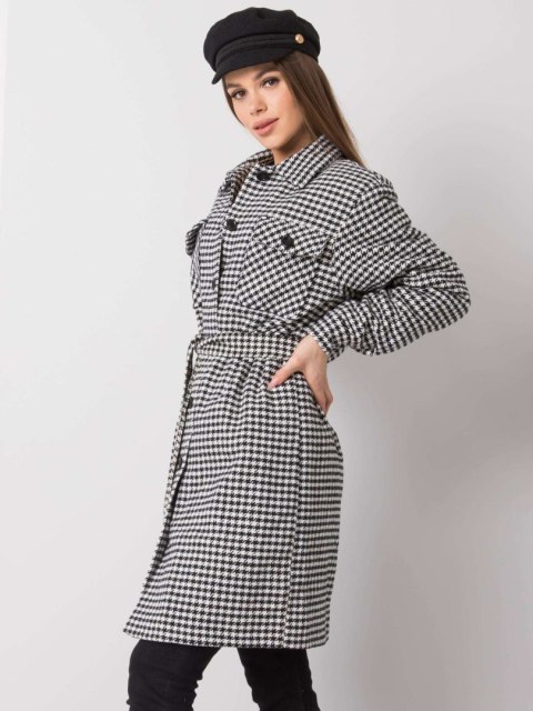 Płaszcz LK-PL-508342.98P biało-czarny 40 Płaszcz LK-PL-508342.98P biało-czarny 40