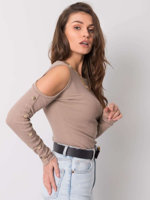 Bluzka RV-BZ-5099-1.07 ciemny bezowy S/M Bluzka RV-BZ-5099-1.07 ciemny bezowy S/M