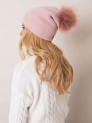 Czapka damska z pomponem jasnoróżowa Beanie Rue Paris