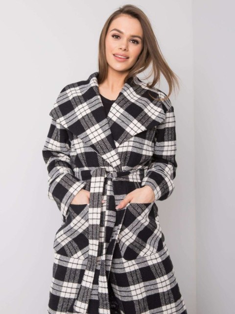 Płaszcz LK-PL-508300.96P czarno-biały 42 Płaszcz LK-PL-508300.96P czarno-biały 42