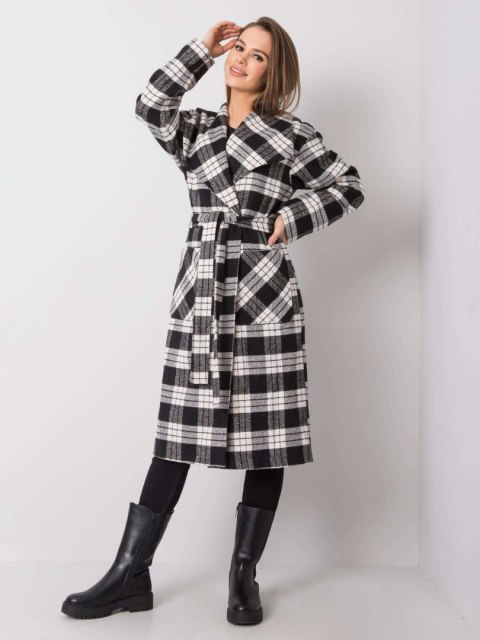 Płaszcz LK-PL-508300.96P czarno-biały 42 Płaszcz LK-PL-508300.96P czarno-biały 42