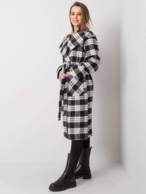 Płaszcz LK-PL-508300.96P czarno-biały 42 Płaszcz LK-PL-508300.96P czarno-biały 42