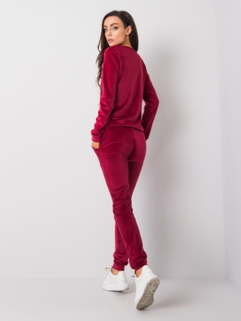 Komplet dresowy damski welurowy bordowy basic Komplet dresowy damski welurowy bordowy basic