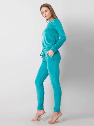 Komplet dresowy damski welurowy turkusowy basic S