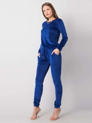 Komplet dresowy damski welurowy kobaltowy basic M