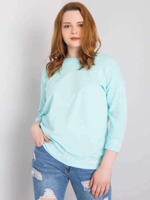 Bluza z napisami, rekaw 3/4 Charliza miętowa Bluza z napisami, rekaw 3/4 Charliza miętowa