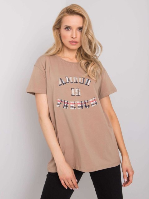 T-shirt FA-TS-6892.88 ciemny bezowy T-shirt FA-TS-6892.88 ciemny bezowy