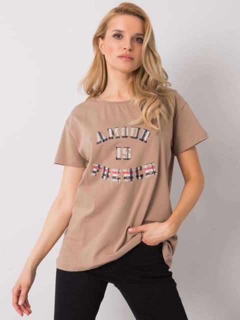 T-shirt FA-TS-6892.88 ciemny bezowy T-shirt FA-TS-6892.88 ciemny bezowy