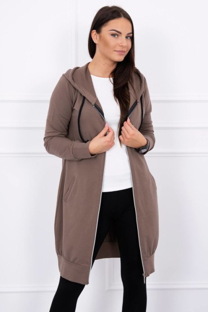Bluza Sukienkowa z Kapturem Długa Cappuccino | Styl na Co Dzień | Stylowy Wieszak