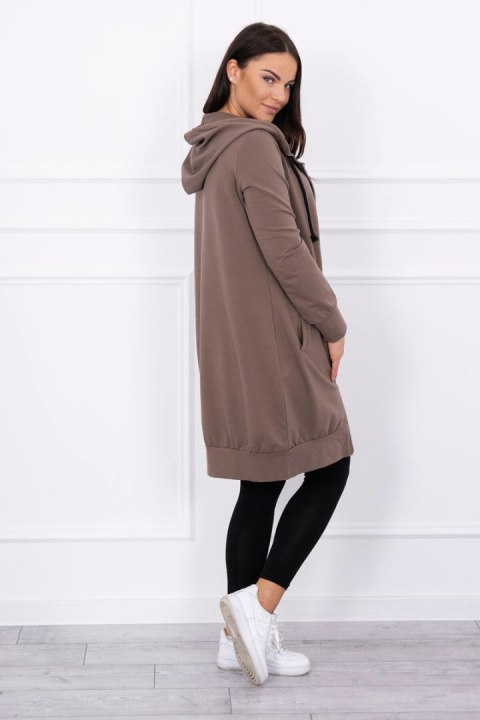 Długa bluza tunikowa cappuccino z kieszeniami – styl casual