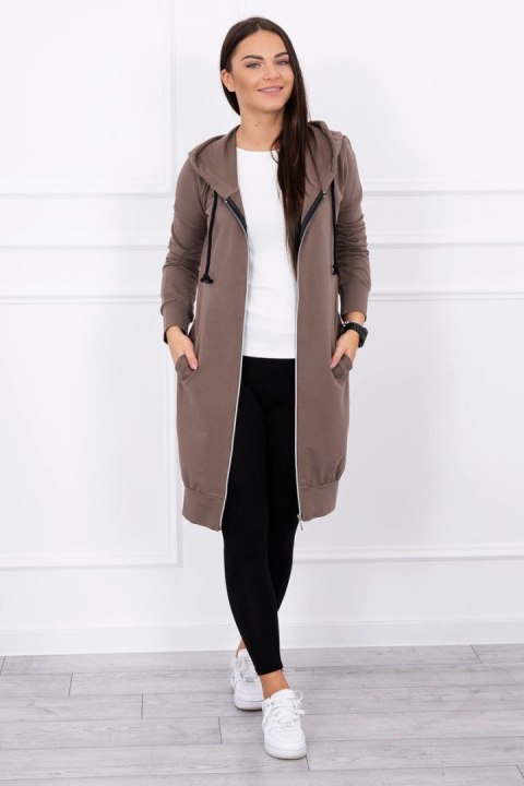 Długa bluza tunikowa cappuccino z kieszeniami – styl casual