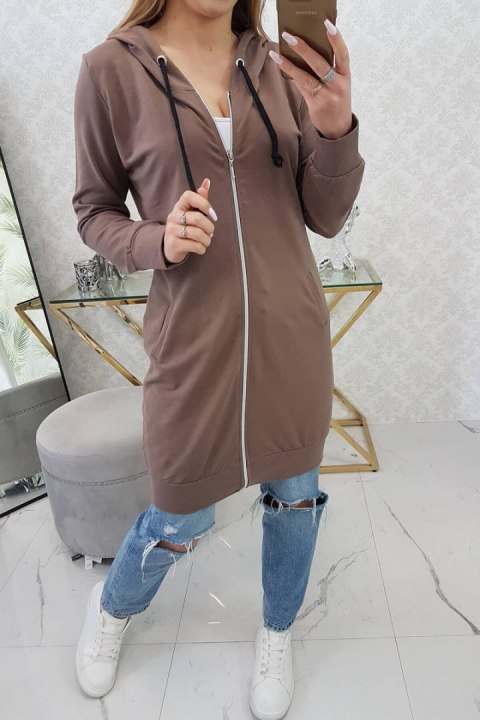 Długa bluza tunikowa cappuccino z kieszeniami – styl casual