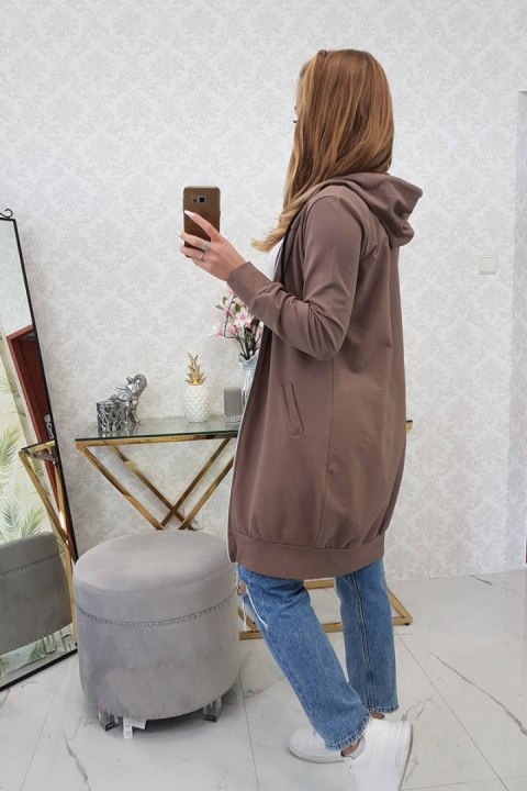 Długa bluza tunikowa cappuccino z kieszeniami – styl casual