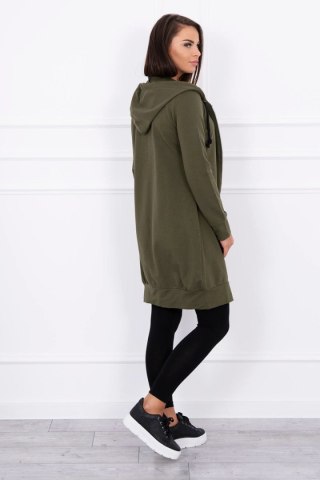 Bluza Sukienkowa z Kapturem Długa Khaki | Styl Miejski | Stylowy Wieszak
