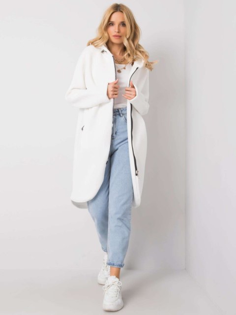 Bluza długa biała z kapturem i suwakiem Tina Bluza długa biała z kapturem i suwakiem Tina