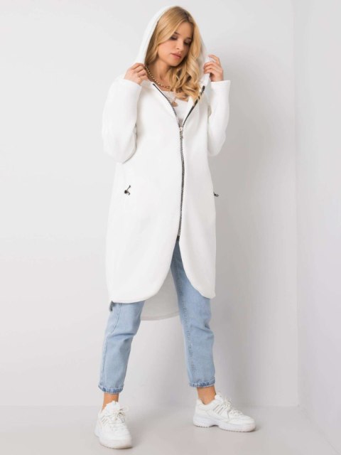 Bluza długa biała z kapturem i suwakiem Tina Bluza długa biała z kapturem i suwakiem Tina