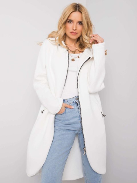 Bluza długa biała z kapturem i suwakiem Tina Bluza długa biała z kapturem i suwakiem Tina