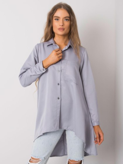 Koszula klasyczna z dłuższym tyłem, szara Brinleigh L/XL