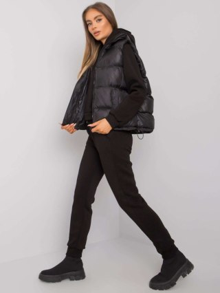 Komplet sportowy czarny bluza, spodnie i kamizelka S/M