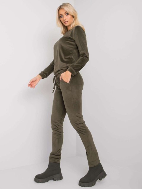 Komplet dresowy damski welurowy khaki basic Komplet dresowy damski welurowy khaki basic