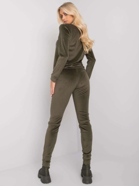Komplet dresowy damski welurowy khaki basic Komplet dresowy damski welurowy khaki basic