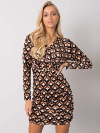 Sukienka DHJ-SK-12695.26P czarno-beżowy