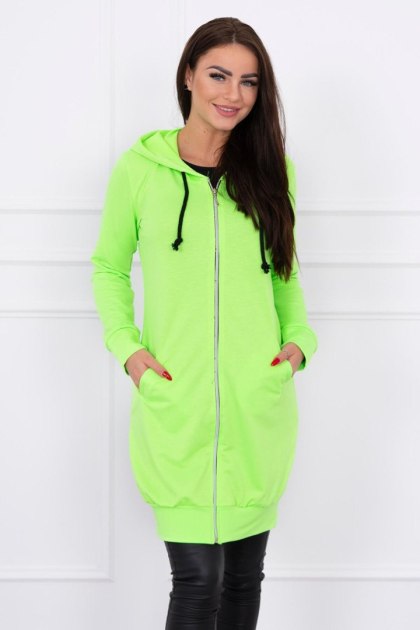 Bluza Sukienkowa z Kapturem Długa Neon Zielona | Styl Streetwear | Stylowy Wieszak