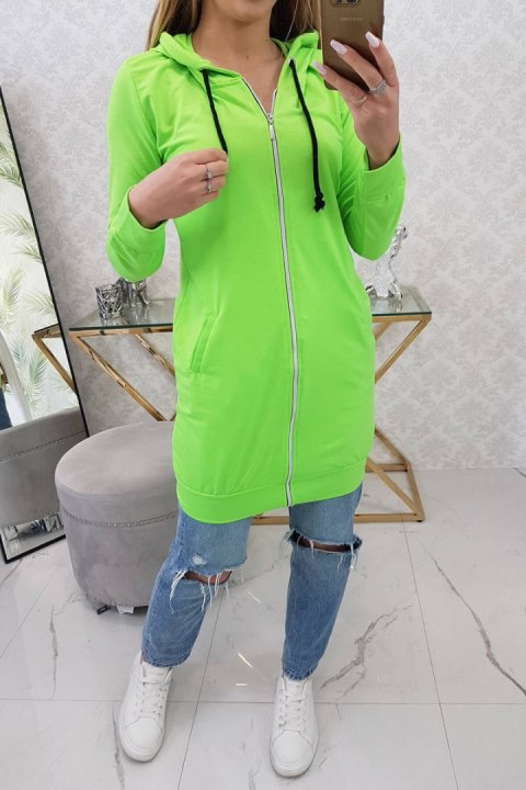 Bluza tunikowa do kolan w neonowym zielonym kolorze – styl streetwear