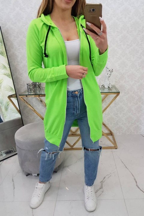 Bluza tunikowa do kolan w neonowym zielonym kolorze – styl streetwear