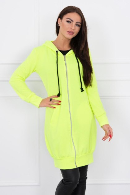 Bluza Sukienkowa z Kapturem Długa Neon Żółta | Street Look | Stylowy Wieszak