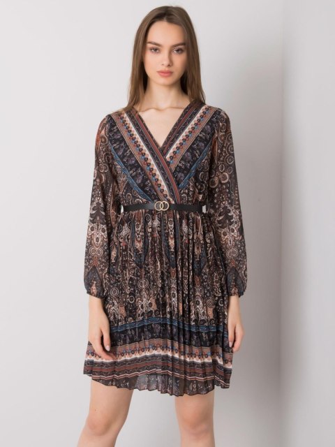 Sukienka DHJ-SK-10201.93P czarno-beżowy