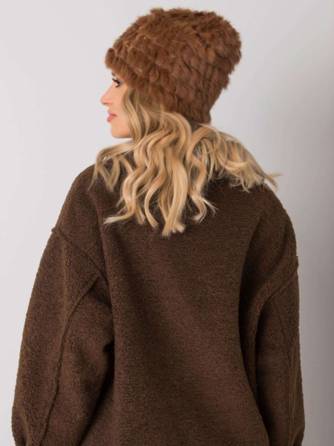 Czapka futrzana brązowa, akrylowa Wool Fashion Italy Czapka futrzana brązowa, akrylowa Wool Fashion Italy