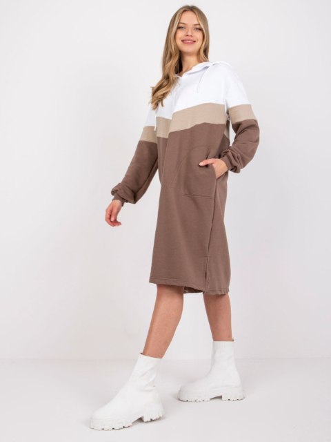 Sukienka RV-SK-7462.00 biało-brązowy L/XL Sukienka RV-SK-7462.00 biało-brązowy L/XL