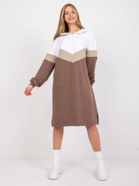 Sukienka RV-SK-7462.00 biało-brązowy L/XL Sukienka RV-SK-7462.00 biało-brązowy L/XL