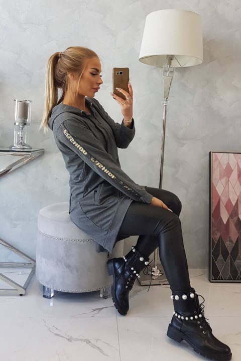Bluza z suwakiem z tyłu grafit melanż