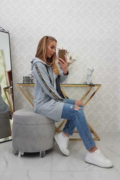 Bluza z suwakiem z tyłu szara