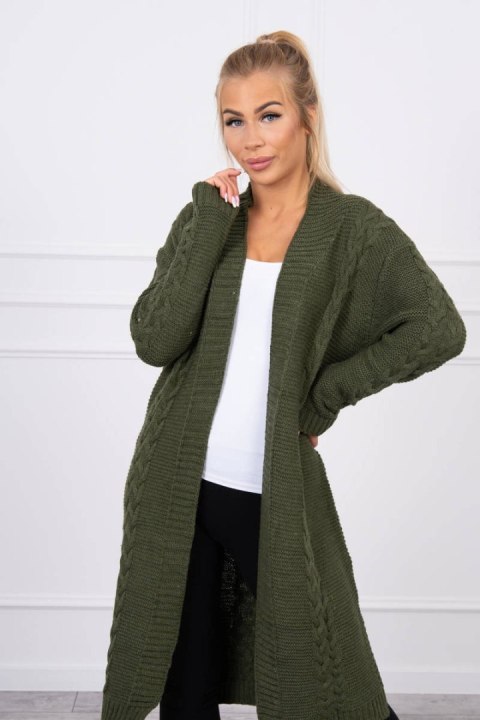 Sweter Kardigan splot warkocz khaki Sweter Kardigan splot warkocz khaki