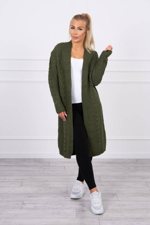 Sweter Kardigan splot warkocz khaki Sweter Kardigan splot warkocz khaki