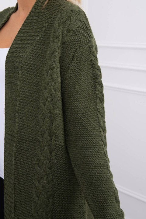 Sweter Kardigan splot warkocz khaki Sweter Kardigan splot warkocz khaki
